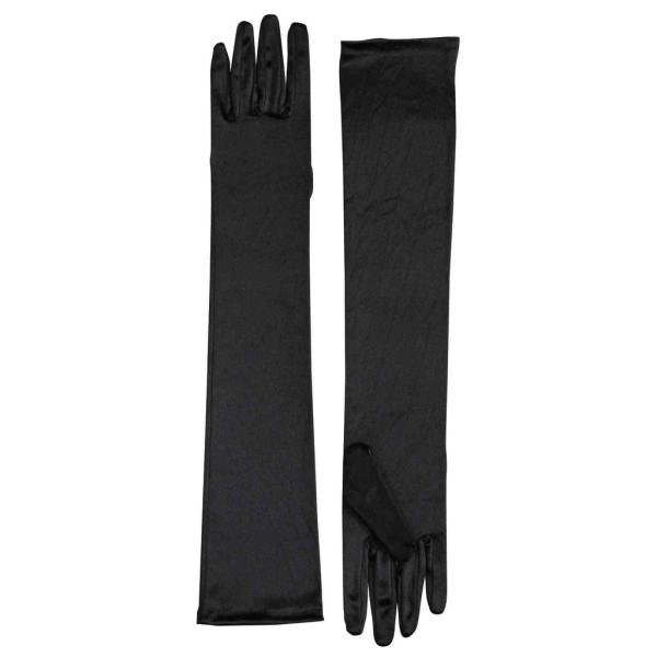 Long Satin Black Gloves on Sale
